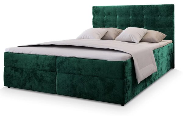 Oblazinjena postelja boxspring GLORIEN VELVET 160x200 cm temno zelena Vzmetnica: Vzmetnica Bonell
