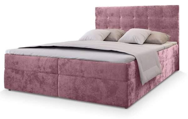 Oblazinjena postelja boxspring GLORIEN VELVET 180x200 cm roza Vzmetnica: Vzmetnica Bonell