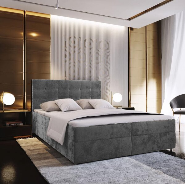 Oblazinjena postelja boxspring GLORIEN VELVET 140x200 cm siva Vzmetnica: Vzmetnica Bonell
