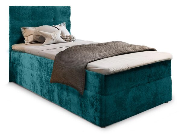 Oblazinjena postelja boxspring GLORIEN VELVET 90x200 cm turkizna Vzmetnica: Vzmetnica Bonell