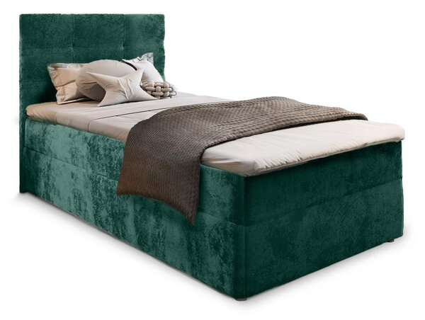 Oblazinjena postelja boxspring GLORIEN VELVET 90x200 cm temno zelena Vzmetnica: Vzmetnica Bonell