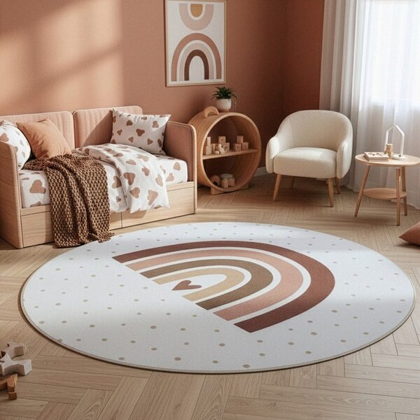 Kremno bela pralna otroška preproga ø120 cm Coco 1132 – Ayyildiz Carpets