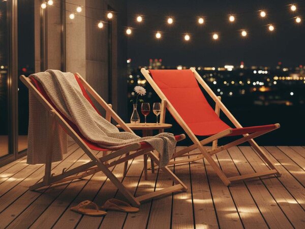 ATMOWOOD Lesen vrtni ležalnik rdeč