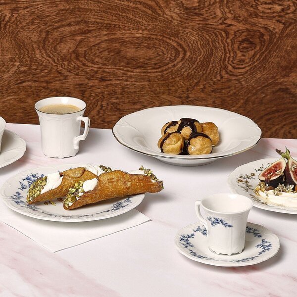 Bela/modra porcelanasta skodelica za kapučino 200 ml Retro – BonBistro