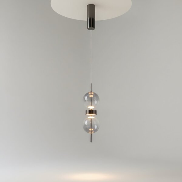Maytoni LED-visoka svetilka DOUBLE MOON, dimno siva, Ø 12 cm, steklo, Siva, Dnevna soba / jedilnica, Steklo, Sodobni, Globus
