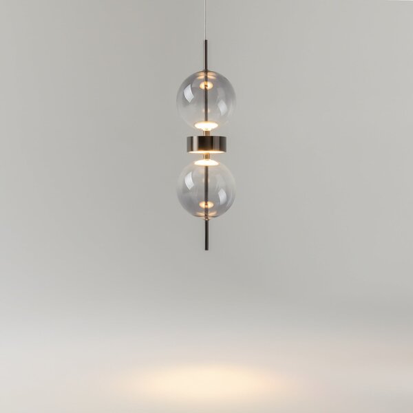 Maytoni LED-visoka svetilka DOUBLE MOON, dimno siva, Ø 12 cm, steklo, Siva, Dnevna soba / jedilnica, Steklo, Sodobni, Globus