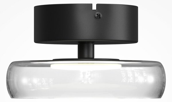 Maytoni LED-stropna svetilka FLOAT, prosojna/črna, premer 20 cm, steklo/kovina, zatemnjen, Prozorna, Dnevna soba / jedilnica, Steklo, Sodobni