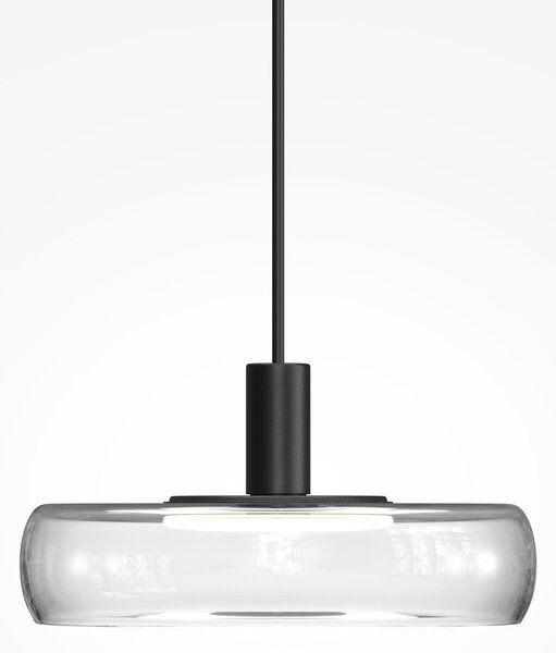 Maytoni LED-visoka svetilka FLOAT, prosojna/črna, Ø 20 cm, steklo/kovina, zatemnjen, Prozorna, Dnevna soba / jedilnica, Steklo, Sodobni