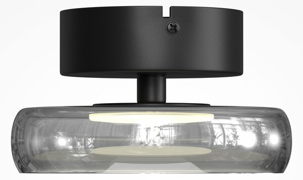 Maytoni LED-stropna svetilka FLOAT, siva/črna, premer 20 cm, steklo/kovina, zatemnjen, Siva, Dnevna soba / jedilnica, Steklo, Sodobni