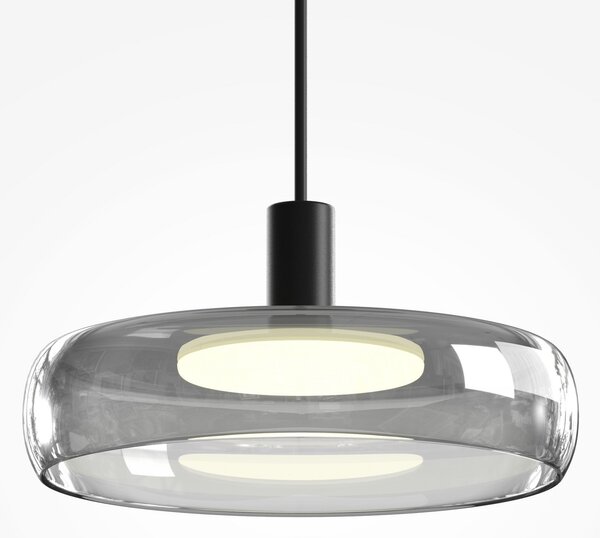 Maytoni LED-visoka svetilka FLOAT, siva/črna, premer 20 cm, steklo/kovina, zatemnjen, Siva, Dnevna soba / jedilnica, Steklo, Sodobni