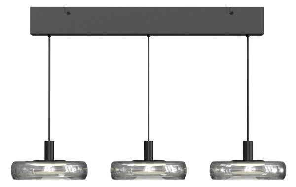 Maytoni LED-visoka svetilka FLOAT, siva/črna, 3-žarilna, 68 cm, steklo/kovina, zatemnjen, Siva, Dnevna soba / jedilnica, Steklo, Sodobni