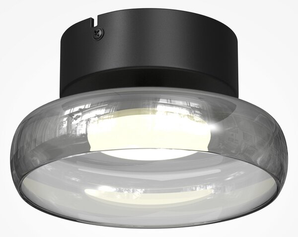Maytoni LED-stropna svetilka FLOAT, siva/črna, premer 20 cm, steklo/kovina, zatemnjen, Siva, Dnevna soba / jedilnica, Steklo, Sodobni