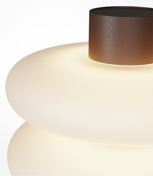 Maytoni LED namizna svetilka Nuvem, rjava, opalno steklo, višina 15 cm, z regulatorjem, zatemnjen, Rjava / rjasta, Dnevna soba / jedilnica, Steklo, Sodobni