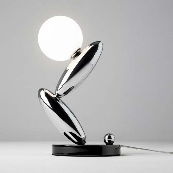 Maytoni LED namizna svetilka RESONANCE, platina/opala, 37 cm, kovina/steklo, z, zatemnjen, Kovinska, Dnevna soba / jedilnica, Kovina, Sodobni