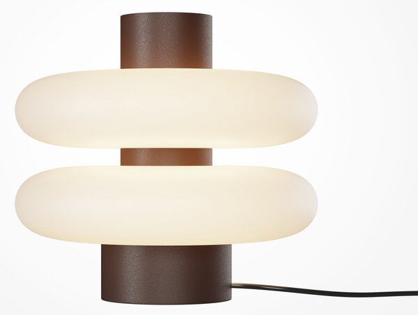 Maytoni LED namizna svetilka Nuvem, rjava, opalno steklo, višina 15 cm, z regulatorjem, zatemnjen, Rjava / rjasta, Dnevna soba / jedilnica, Steklo, Sodobni