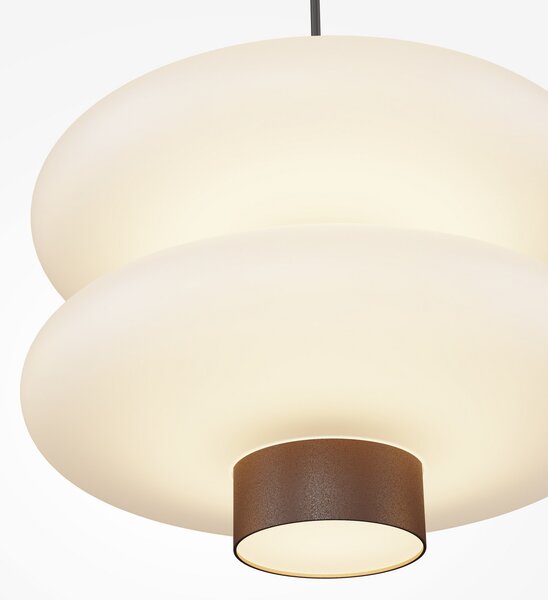 Maytoni LED-visoka svetilka Nuvem, rjava, opalno steklo, dolžina 66 cm, 3-žarilna, zatemnjen, Rjava / rjasta, Dnevna soba / jedilnica, Steklo, Sodobni