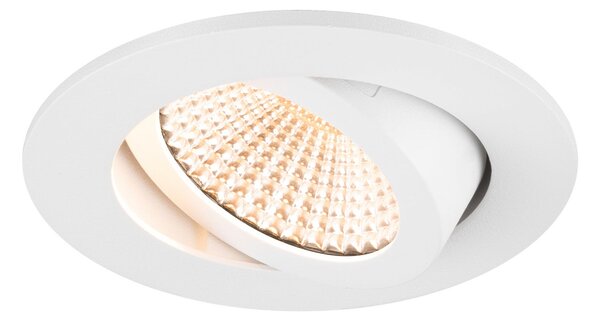 SLV LED-stropni vgradni reflektor New Tria, okrogel, bel, 2.700 K, 60°, zatemnjen, Bela, Hodnik, Aluminij, Vgradne svetilke okrogle