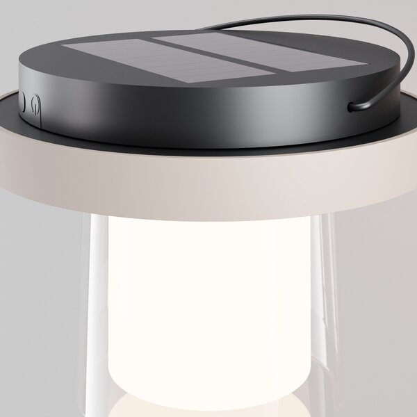 Maytoni LED-sončna namizna svetilka Lantra, bela, višina 10 cm, IP44, z regulatorjem, zatemnjen, Bela, Dnevna soba / jedilnica, Plastika, Sodobni, Solarne luči