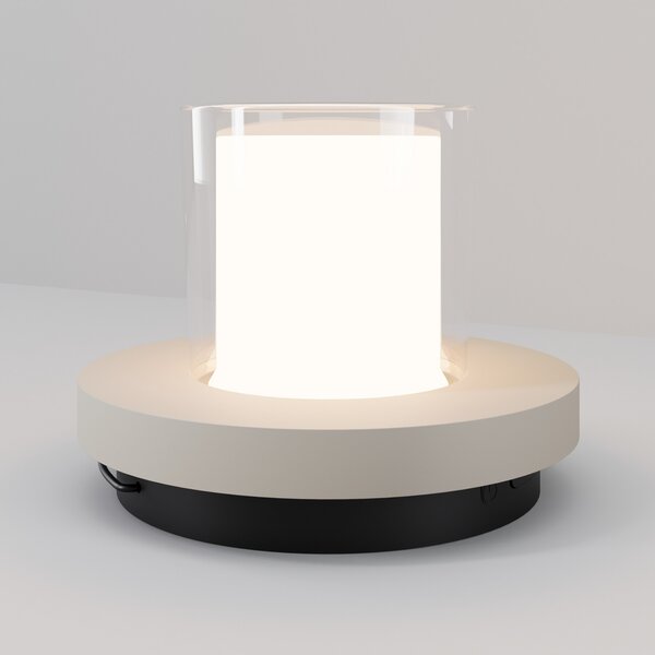 Maytoni LED-sončna namizna svetilka Lantra, bela, višina 10 cm, IP44, z regulatorjem, zatemnjen, Bela, Dnevna soba / jedilnica, Plastika, Sodobni, Solarne luči