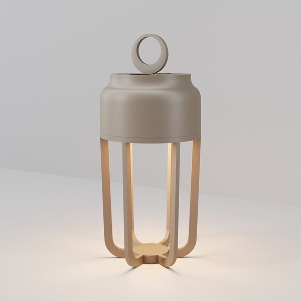 Maytoni LED namizna svetilka na baterije Vetra, bež, višina 22 cm, kovinska, IP54, z, zatemnjen, Bež, Dnevna soba / jedilnica, Kovina, Sodobni