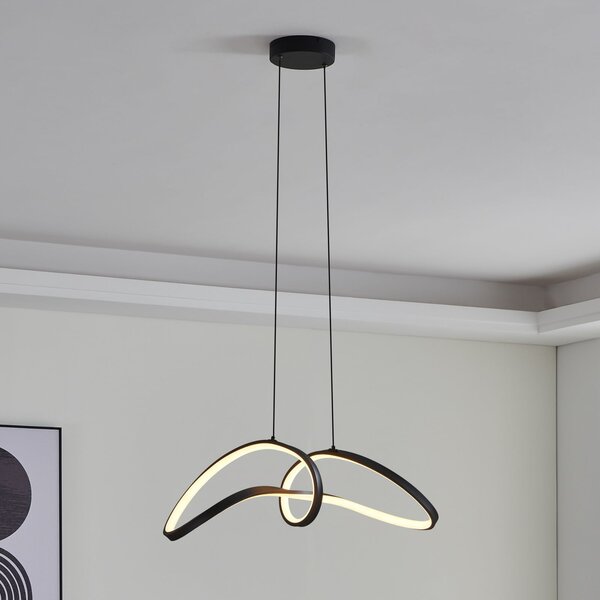EGLO connect LED viseče svetilo Calarossa-Z, črna, aluminij, zatemnjen, Črna, Dnevna soba / jedilnica, Aluminij, Sodobni