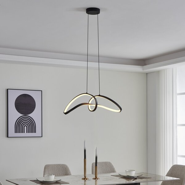 EGLO connect LED viseče svetilo Calarossa-Z, črna, aluminij, zatemnjen, Črna, Dnevna soba / jedilnica, Aluminij, Sodobni