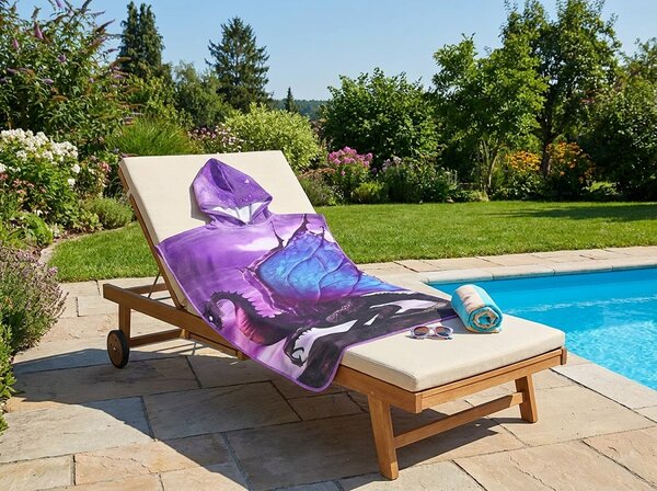 Otroški pončo ZMAJ vijoličen Dimenzije: 60 x 120 cm