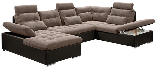 KOTNA SEDEŽNA GARNITURA, tkanina temno rjava, svetlo rjava