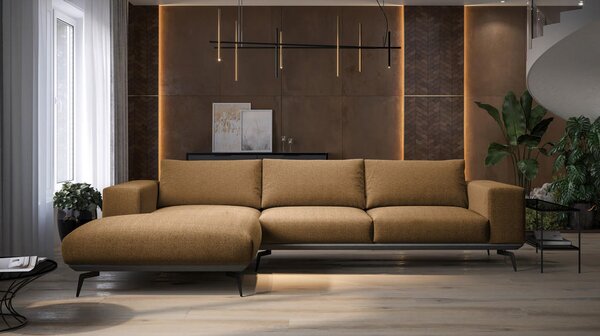 KOTNA SEDEŽNA GARNITURA, šenilja opečnato rjava