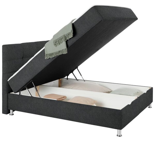 Mömax Postelja Boxspring Oviedo, Antracit,160x200