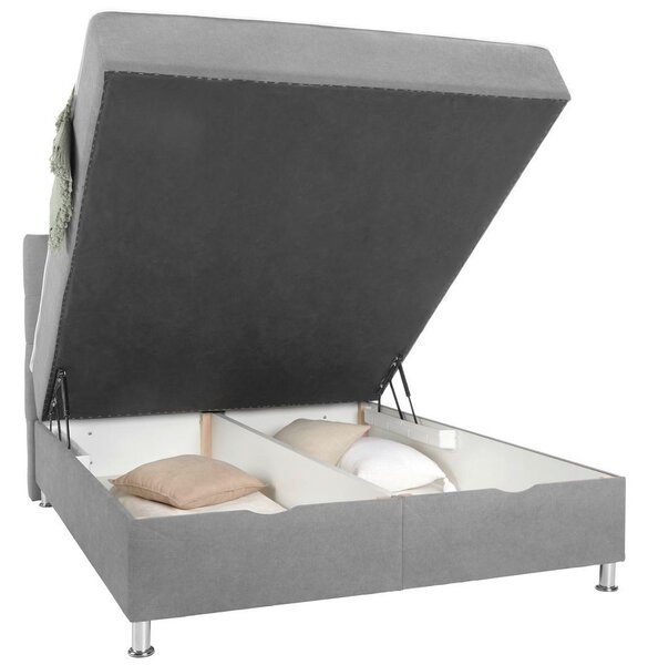 Mömax Postelja Boxspring Oviedo, Siva, 160x200