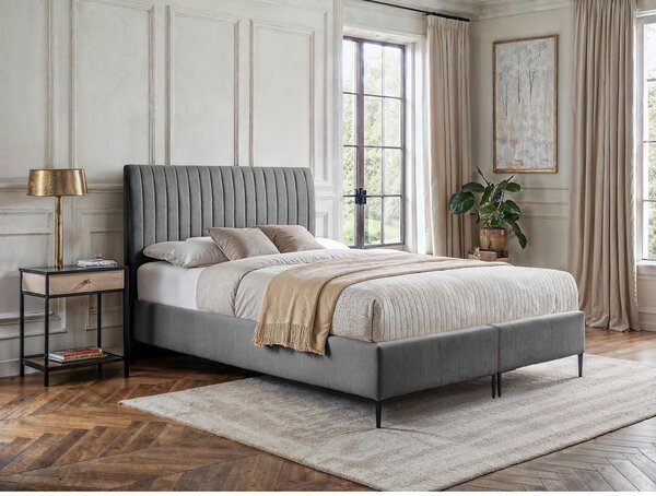 POSTELJA BOXSPRING x , tekstil, leseni material siva