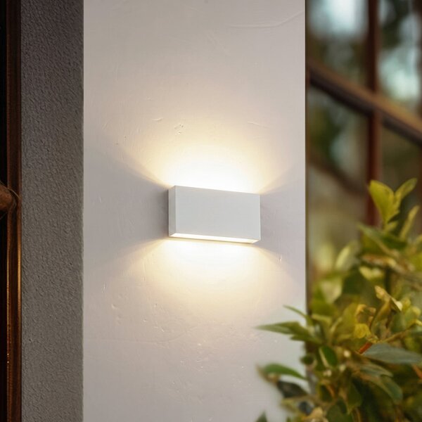 Lindby Lucande LED-stenna svetilka za zunanjo uporabo Jarte, 20 cm, bela, IP65, Bela, Plastika, Sodobni