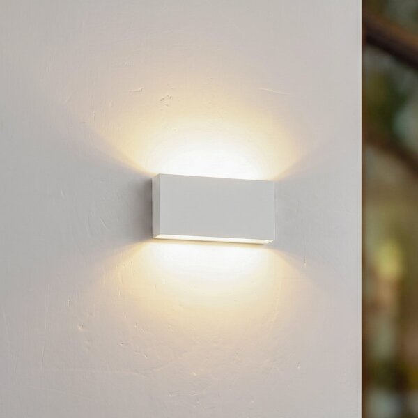 Lindby Lucande LED-stenna svetilka za zunanjo uporabo Jarte, 20 cm, bela, IP65, Bela, Plastika, Sodobni