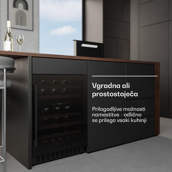 Klarstein Velaire vgradna vinoteka, sodobna, elegantna, zaščita pred UV-žarki, dve območji, 46 steklenic