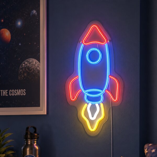 Neon stenska svetilka večbarvna vklj. LED - Raketa