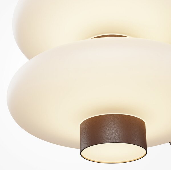 Maytoni LED-stenna svetilka Nuvem, rjava, opalno steklo, višina 15 cm, z možnostjo, zatemnjen, Rjava / rjasta, Dnevna soba / jedilnica, Steklo, Sodobni