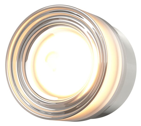 Maytoni LED-stenna svetilka OLO, platina/prosojna gladka, Ø 13 cm, CCT, Kovinska, Dnevna soba / jedilnica, Steklo, Sodobni