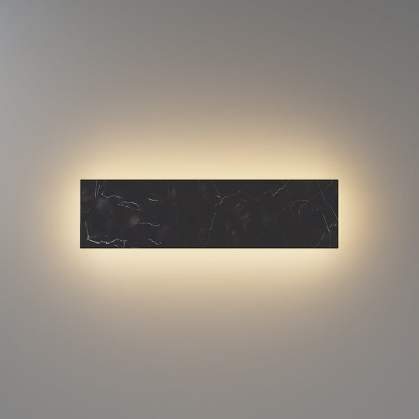 Maytoni LED-stenna svetilka BASIC TEXTURE, črna, širina 30 cm, marmor, CCT, Črna, Dnevna soba / jedilnica, Marmor, Sodobni