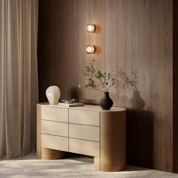 Maytoni LED-stenna svetilka OLO, platinasta/prosojna tekstura, Ø 13 cm, CCT, Kovinska, Dnevna soba / jedilnica, Steklo, Sodobni
