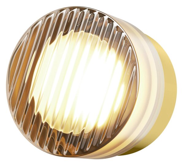 Maytoni LED-stenna svetilka OLO, medenina/jantar, strukturirana, Ø 13 cm CCT, Zlata / medeninasta, Dnevna soba / jedilnica, Steklo, Sodobni