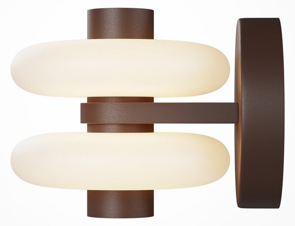 Maytoni LED-stenna svetilka Nuvem, rjava, opalno steklo, višina 15 cm, z možnostjo, zatemnjen, Rjava / rjasta, Dnevna soba / jedilnica, Steklo, Sodobni