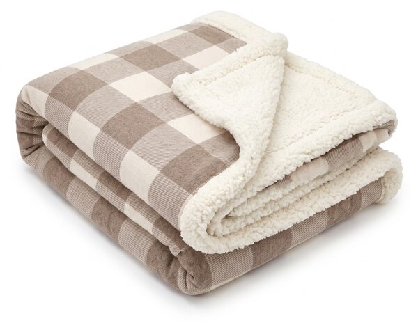 Sherpa odeja 150 × 200 cm kremno rjave barve