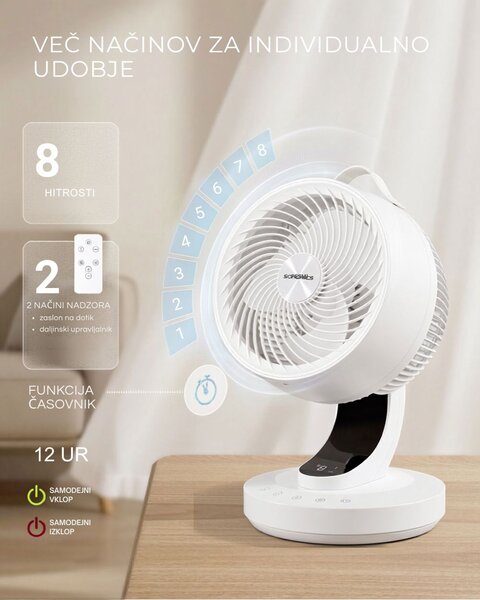 Cirkulacijski ventilator FLOW z daljinskim upravljalnikom, bel SongmicsHome