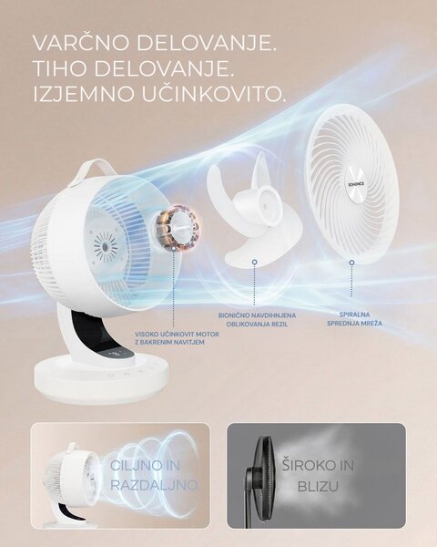 Cirkulacijski ventilator FLOW z daljinskim upravljalnikom, bel SongmicsHome