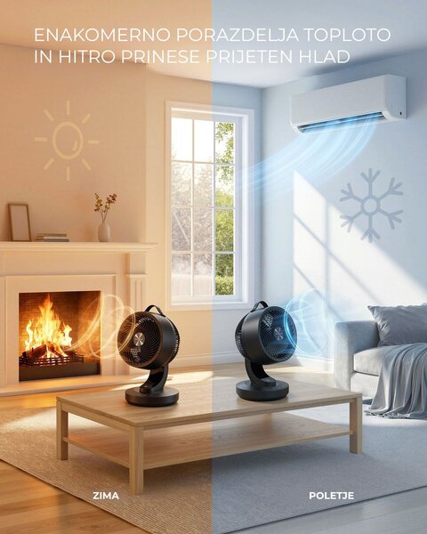 Cirkulacijski ventilator FLOW z daljinskim upravljalnikom, črn SongmicsHome