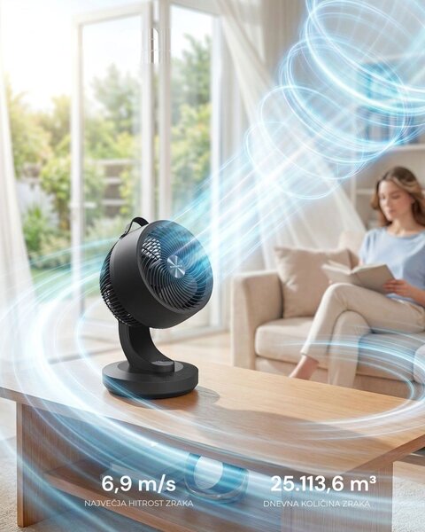 Cirkulacijski ventilator FLOW z daljinskim upravljalnikom, črn SongmicsHome
