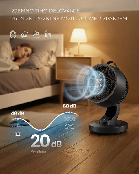 Cirkulacijski ventilator FLOW z daljinskim upravljalnikom, črn SongmicsHome