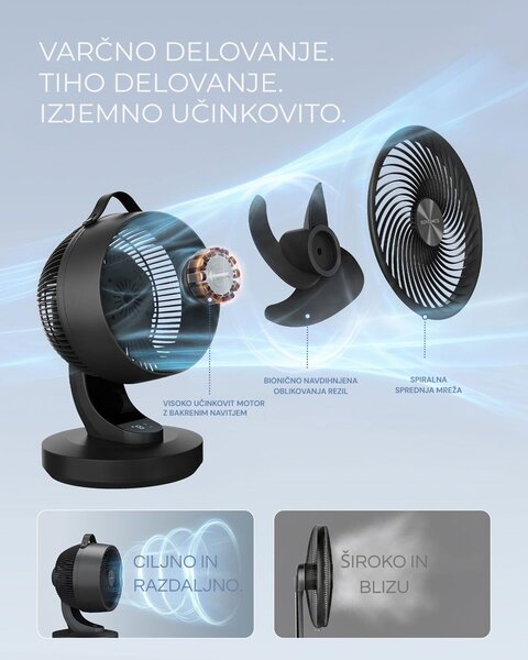 Cirkulacijski ventilator FLOW z daljinskim upravljalnikom, črn SongmicsHome