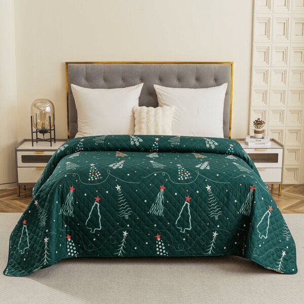 Pregrinjalo za posteljo CHRISTMAS DRIFT, zeleno Dimenzije: 170 x 210 cm